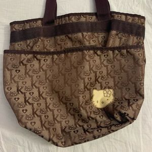 BROWN HELLO KITTY TOTE BAG